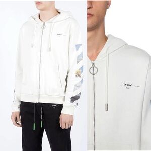 Off-White 2019 Spring -summer Diag Print Multicolor Zip Up Hoodie  Men’s Size XS